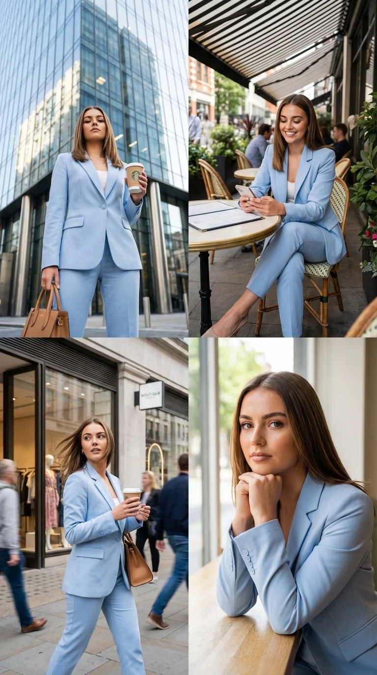 AI Girl Prompt - 四幅时尚生活场景组成的连贯拼贴画